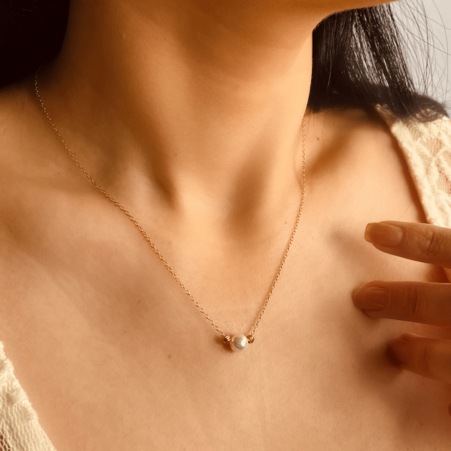 SKY Necklace - Single Pearl Minimalist Necklace