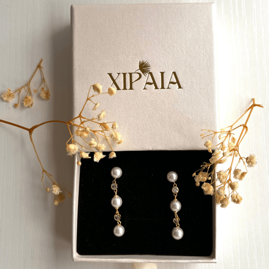 ZIA Earrings -  CZ Diamond and Pearl Drop Earrings - Image 3