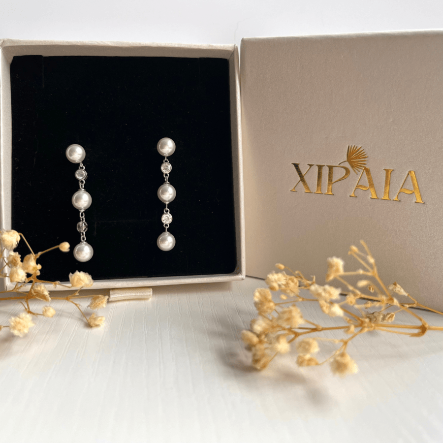 ZIA Earrings -  CZ Diamond and Pearl Drop Earrings