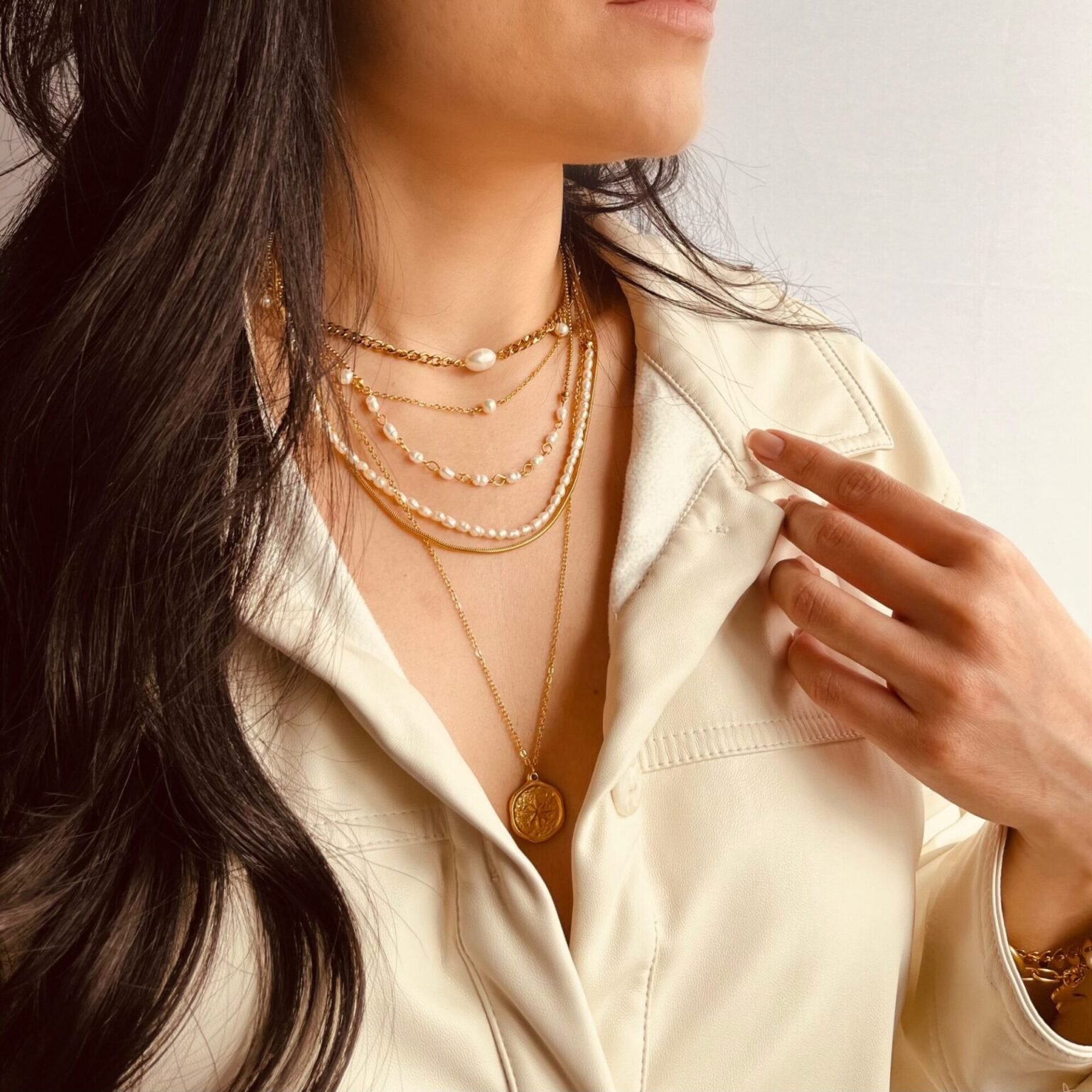 IDA Necklace Set Boho Pearl Layered Necklace