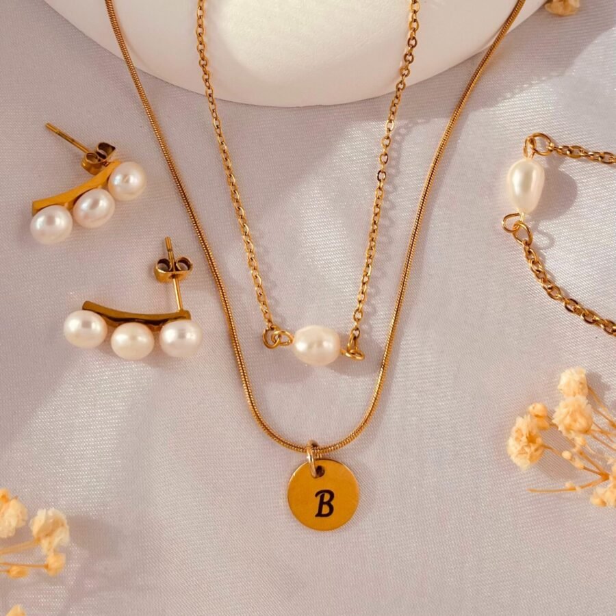 BELLA Set - Tiny Personalized Initial Disc Pendant