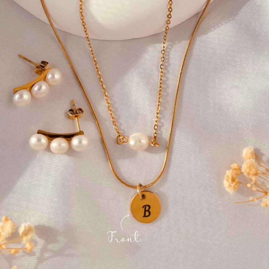 BELLA Set - Tiny Personalized Initial Disc Pendant - Image 3