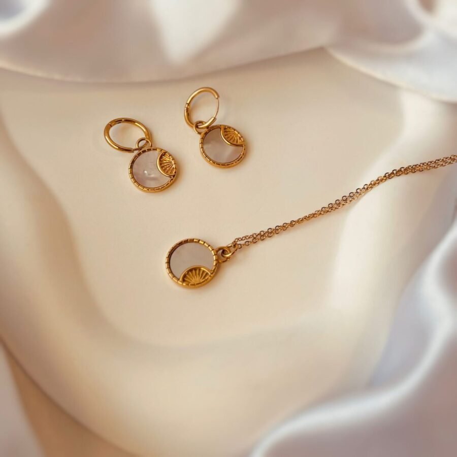 RAE Set - Mother of Pearl Earrings and Necklace Set